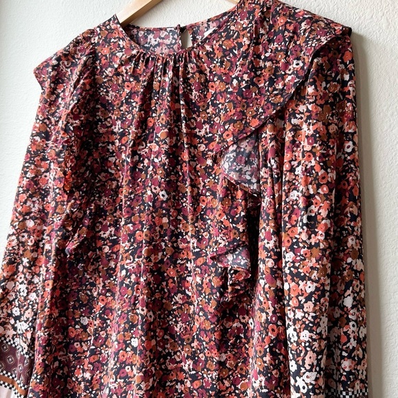 Marie Oliver Brown Cream Baker Blouse in Floral Scarf Sz XS - Picture 5 of 13